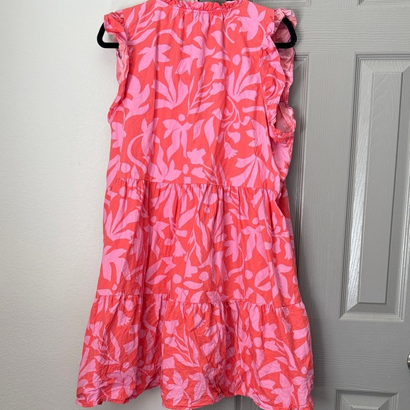 Time and Tru Pink and Coral Ruffled Cotton Dress with Pockets Size XXL - Picture 9 of 10